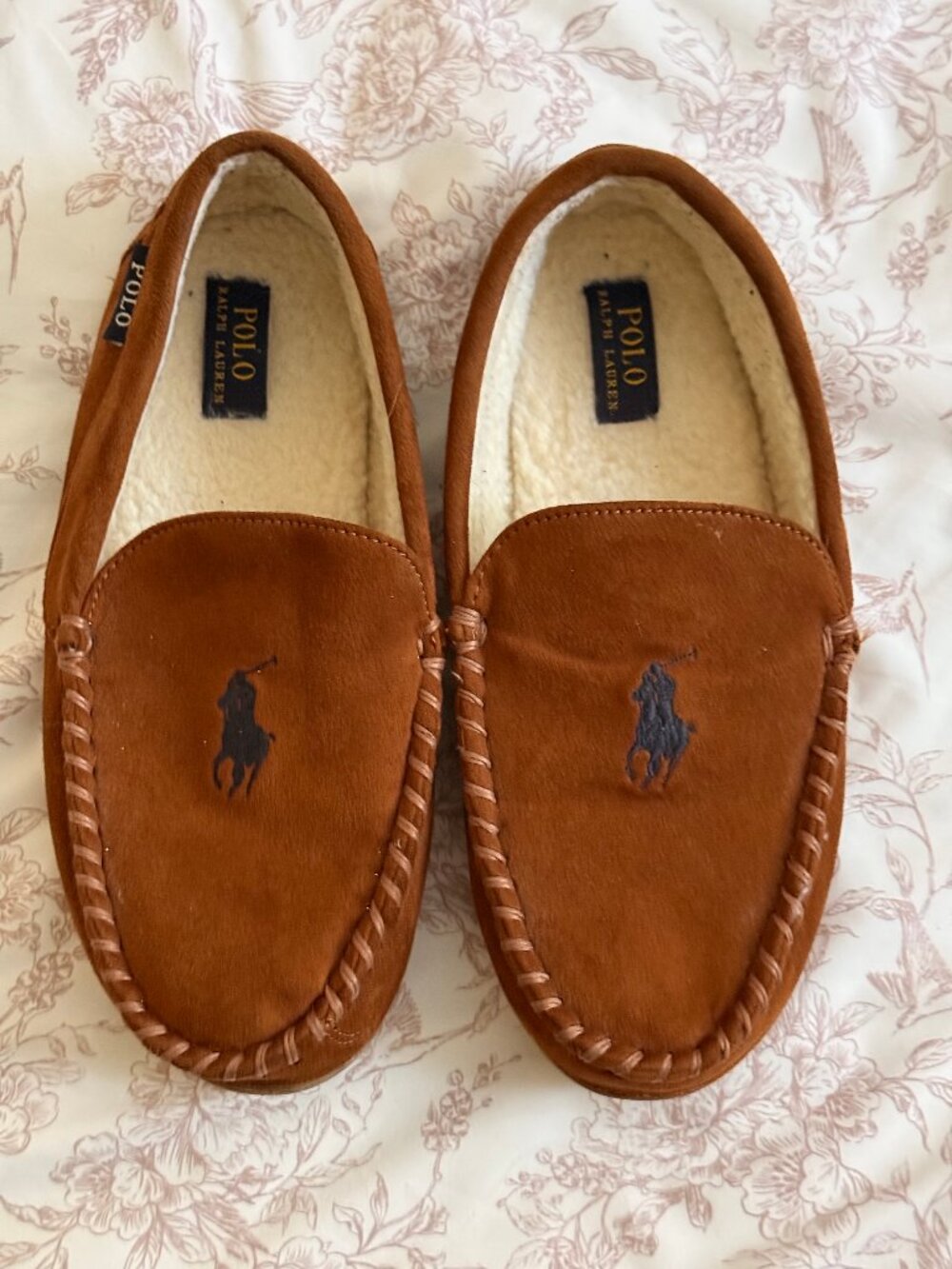POLO RALPH LAUREN PREPPY MENS SLIPPERS CHESTNUT‎ Size 10